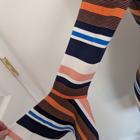 Sugarlips Blue and White Off the Shoulder Bell Sleeve Dress - Picture 2 of 8